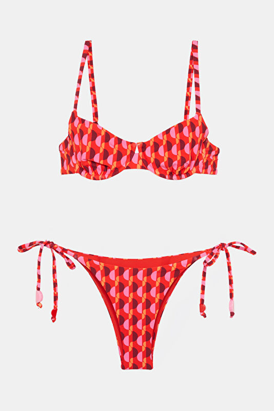 Kırmızı Desenli Kadın Bikini