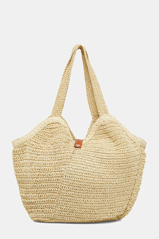 Mirage Woven Tote Bej Rafya Çanta