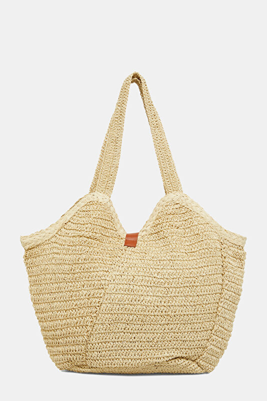 Mirage Woven Tote Bej Rafya Çanta 3
