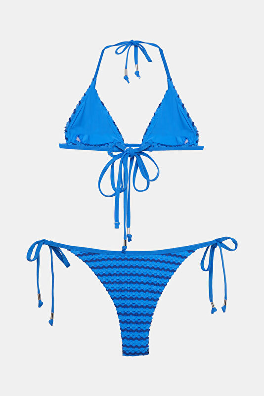 Saks Desenli Kadın Bikini 2