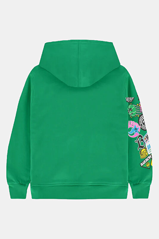 Yeşil Kapuşonlu Çocuk Sweatshirt 2