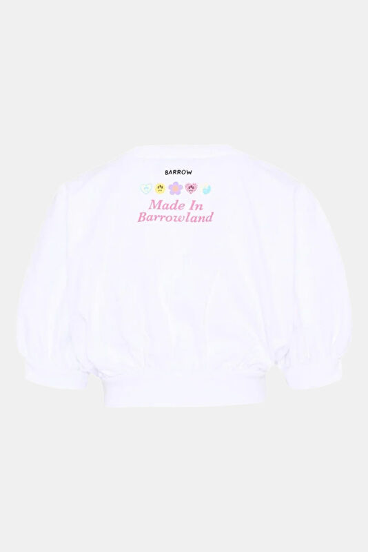 Beyaz Bisiklet Yaka Desenli Çocuk T-Shirt 2
