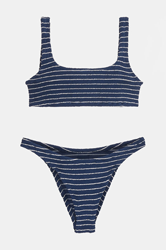 Lacivert Çizgili Kadın Bikini