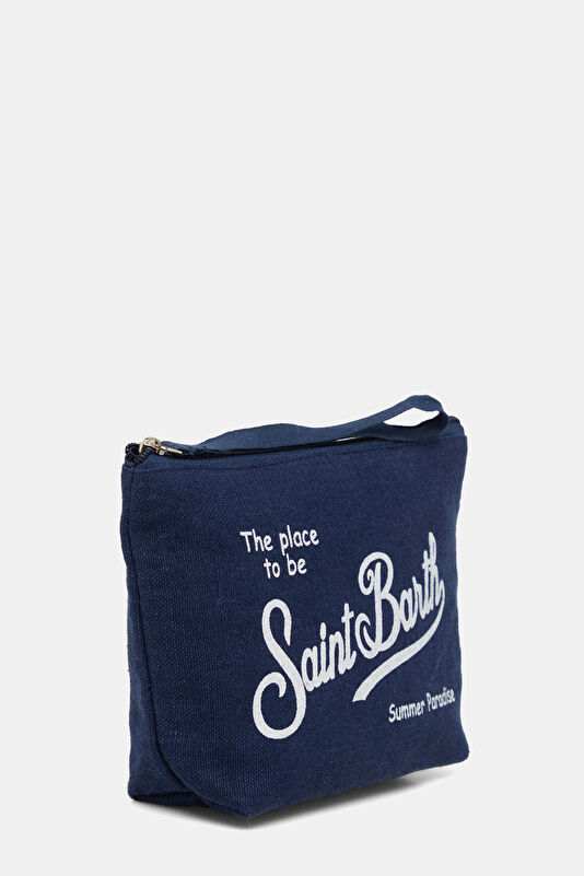 Aline Linen Navy Blue Bag 2