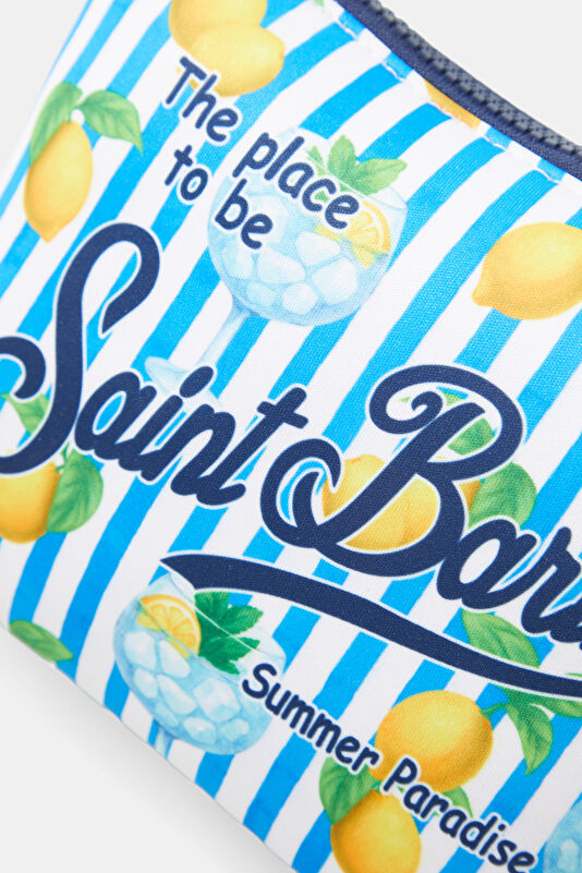 Aline Gin Tonic Lemon Stripes Mavi Desenli Çanta 4