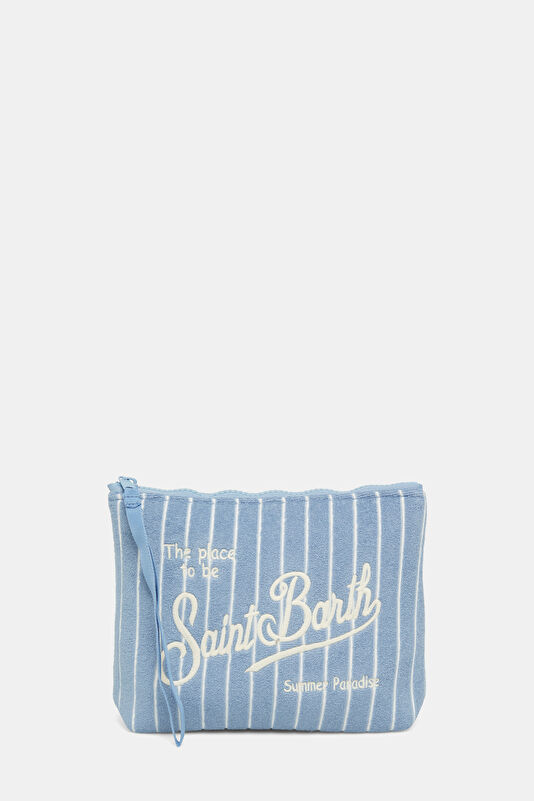 Aline Sponge Light Blue Striped Patterned Bag
