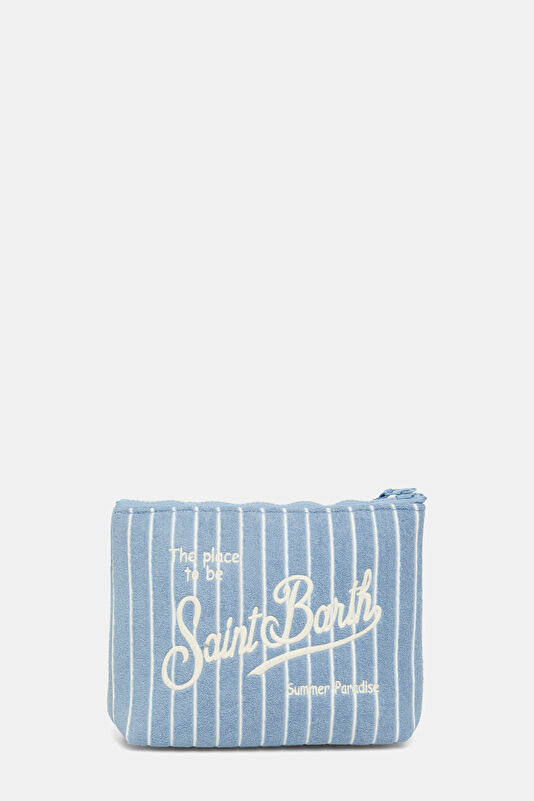 Aline Sponge Light Blue Striped Patterned Bag 3