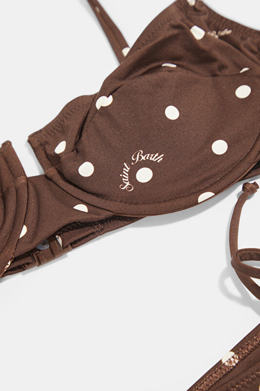 Coffee Patterned Lace-up Women's Bikini 4