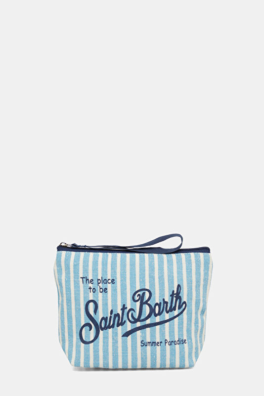 Aline Linen Light Blue Striped Bag