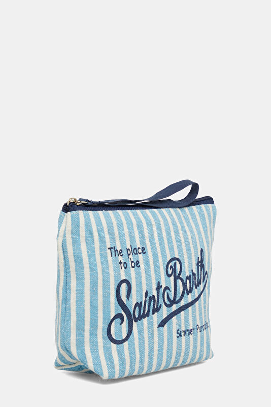 Aline Linen Light Blue Striped Bag 2