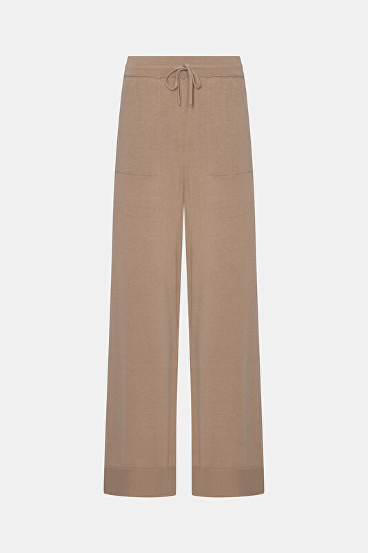 Bej Wide Leg Pamuk/Modal Kadın Pantolon
