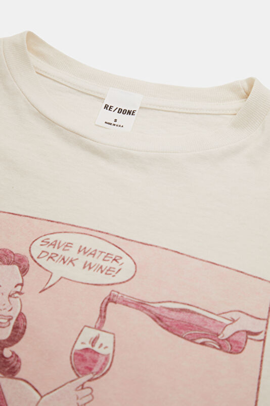Beyaz Bisiklet Yaka Baskılı Kadın T-Shirt 3
