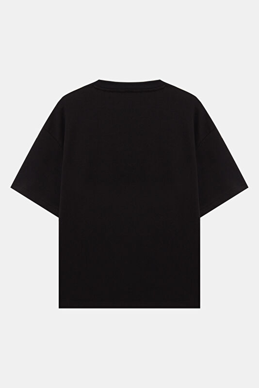Relax Fit Black Crew Neck Printed Men's T-Shirt 2