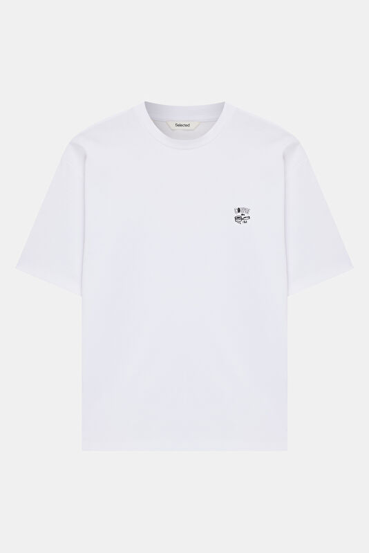 Relax Fit White Crew Neck Printed Men's T-Shirt