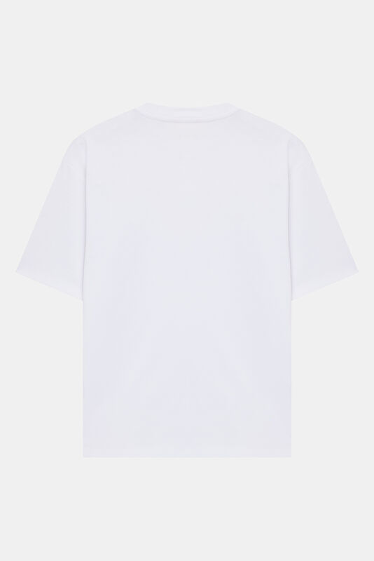 Relax Fit White Crew Neck Printed Men's T-Shirt 2