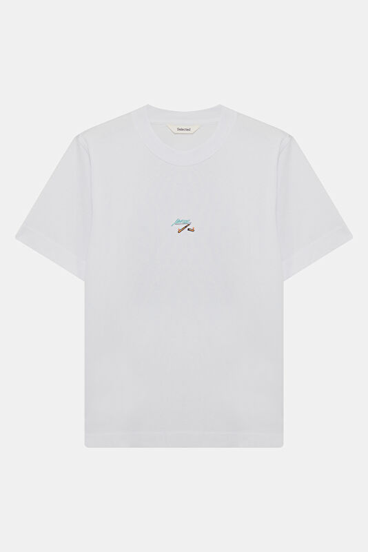 Relax Fit Ecru Crew Neck Printed Men's T-Shirt