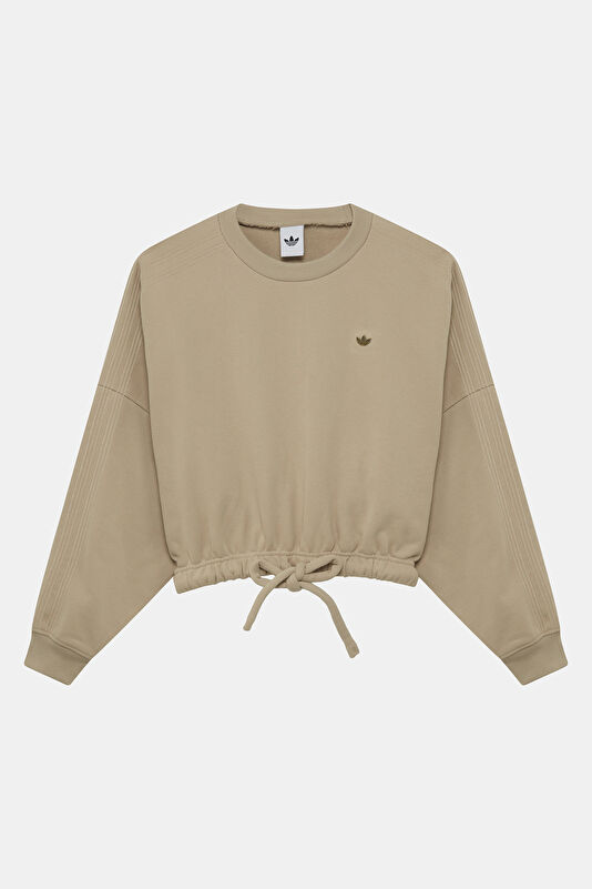 Açık Kahve Bisiklet Yaka Kadın Sweatshirt