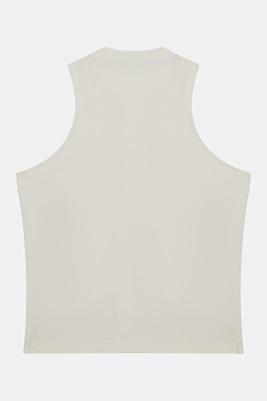 Beyaz Dik Yaka Kadın T-Shirt 2