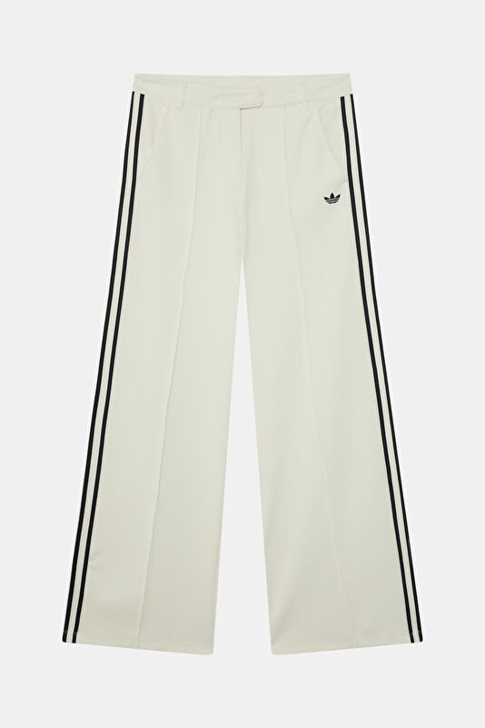 White and Black Loose Fit Women's Pants