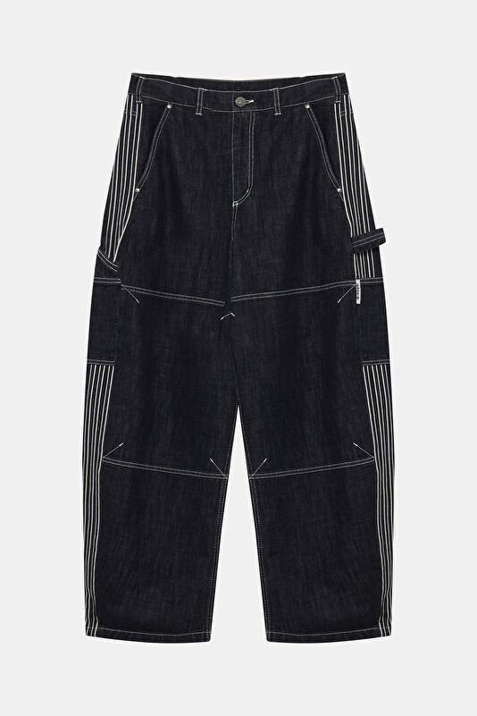 Denim Workpant Relax Kalıp İndigo Baggy Erkek Jean Pantolon