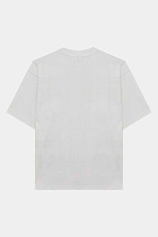 Duck Gfx Relax Kalıp Beyaz Bisiklet Yaka Baskılı Erkek T-Shirt 2