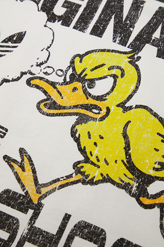 Duck Gfx Relax Kalıp Beyaz Bisiklet Yaka Baskılı Erkek T-Shirt 4