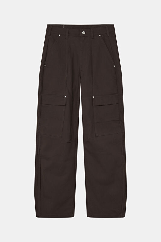 Relax Kalıp Koyu Kahve Wide Leg Erkek Pantolon