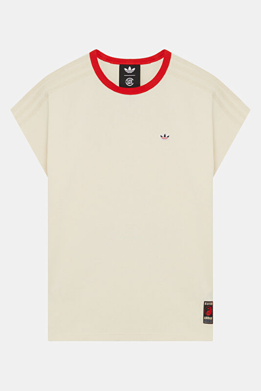 Relax Kalıp Ekru Bisiklet Yaka Baskılı Erkek T-Shirt