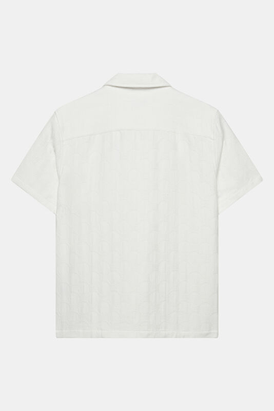 Ecru Patterned Resort Neck Men's Shirt 2
