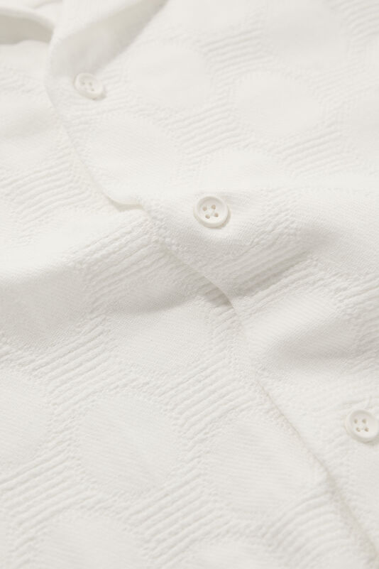 Ecru Patterned Resort Neck Men's Shirt 4