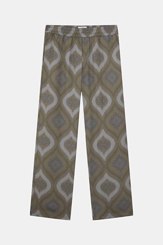 Relax Fit Khaki Straight Leg Linen Men's Trousers