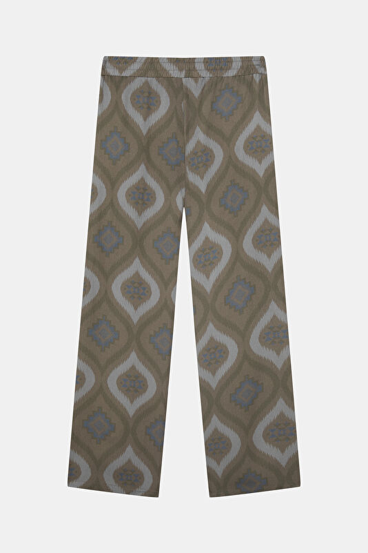 Relax Fit Khaki Straight Leg Linen Men's Trousers 2