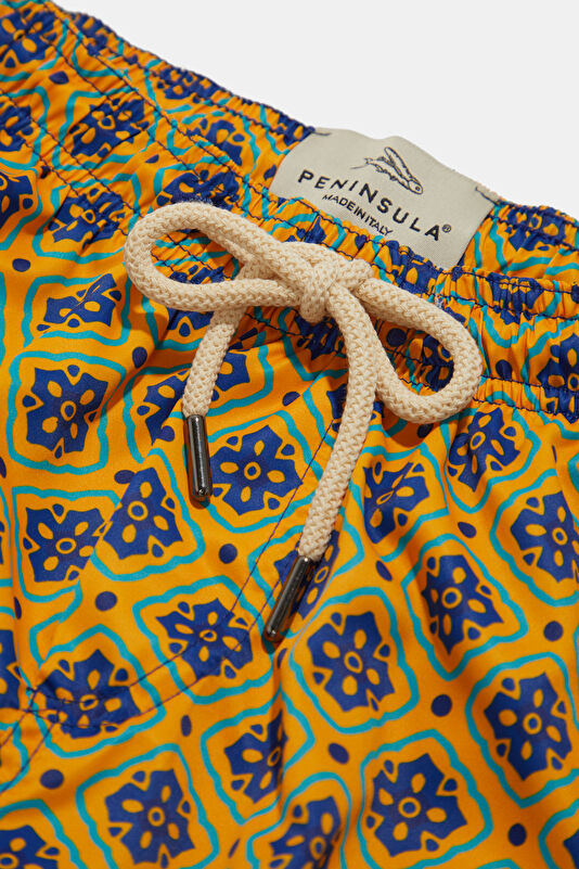 Orange Patterned Elastic Men's Swimsuit 3