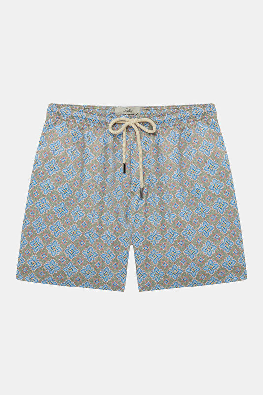 Multicolored Patterned Elastic Men's Swimsuit