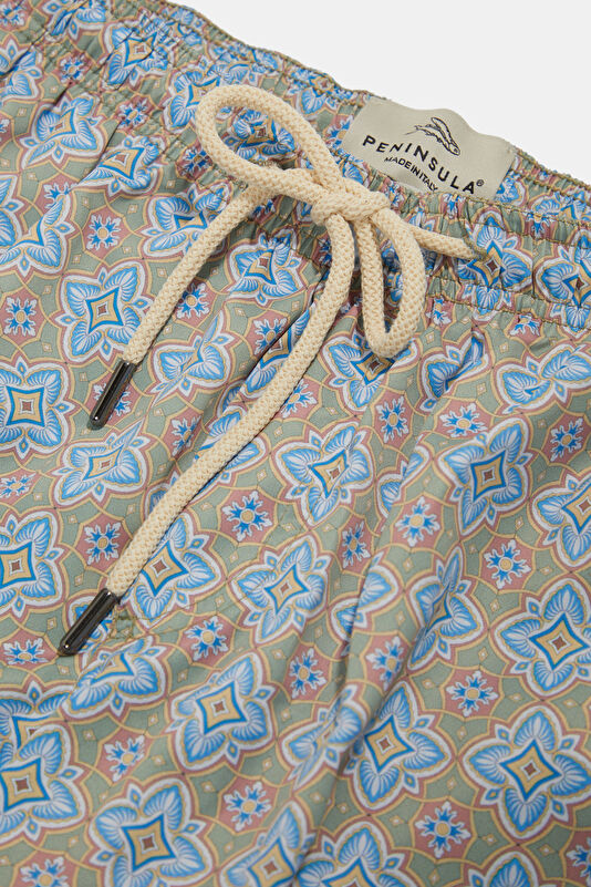 Multicolored Patterned Elastic Men's Swimsuit 3