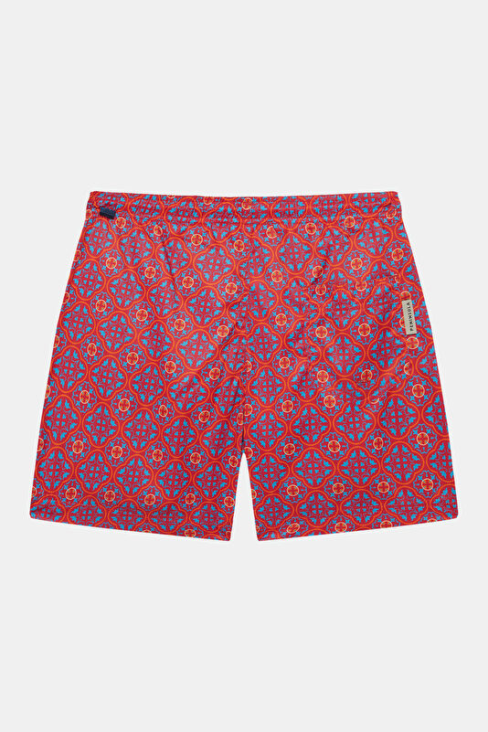 Red Patterned Elastic Men's Swimsuit 2