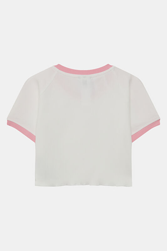 Beyaz Bisiklet Yaka Kadın T-Shirt 2