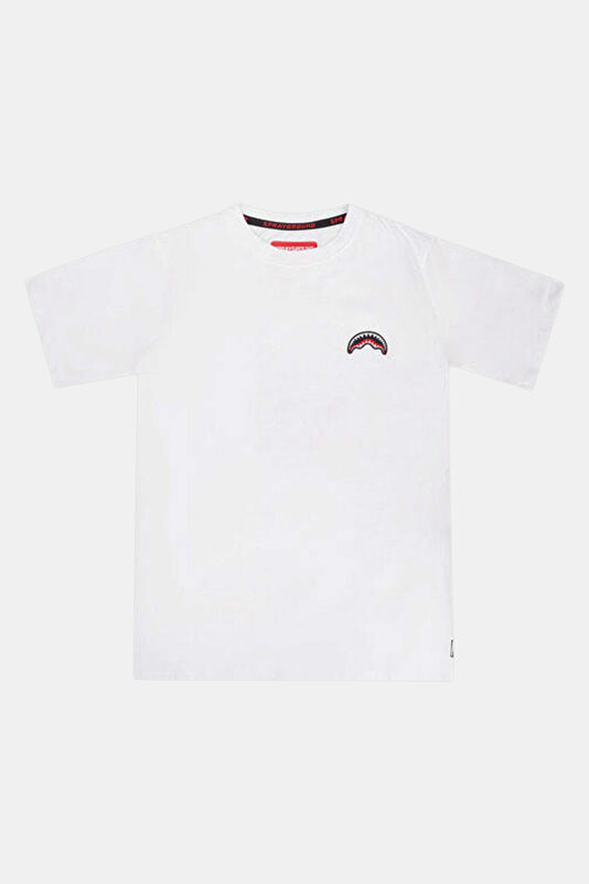 Beyaz Bisiklet Yaka Baskılı Çocuk T-Shirt