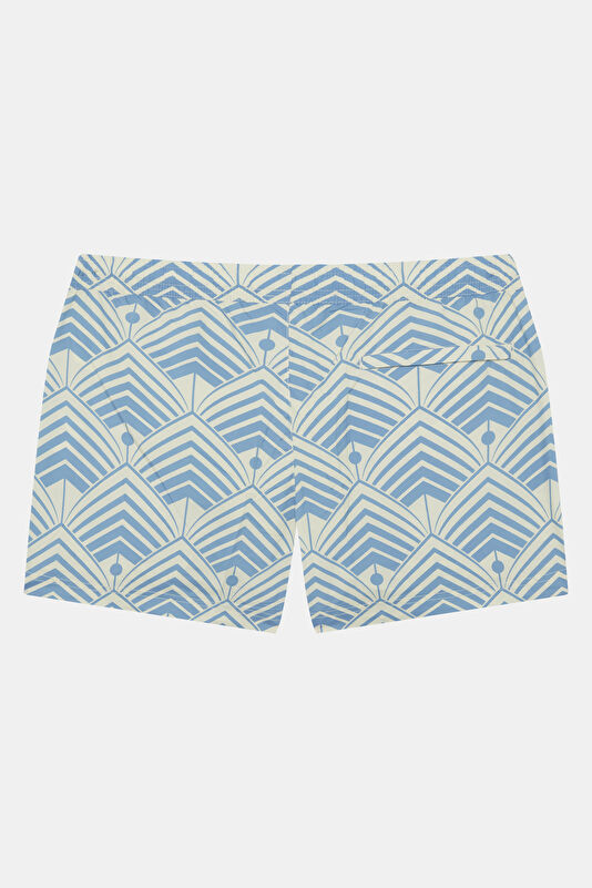 Blue Patterned Elastic Men's Swimsuit 2