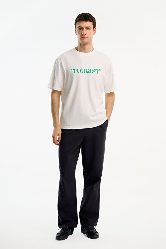 Relax Fit White Crew Neck Printed Men's T-Shirt 3