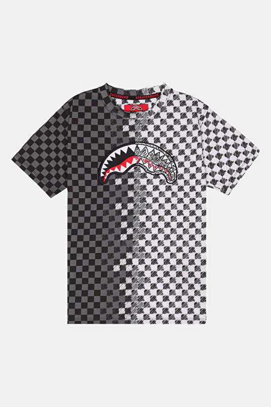 Siyah Bisiklet Yaka Baskılı Çocuk T-Shirt