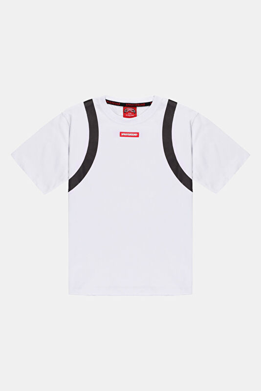 Beyaz Bisiklet Yaka Baskılı Çocuk T-Shirt