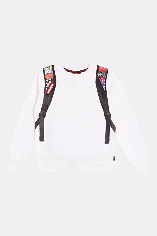 Beyaz Kapuşonlu Çocuk Sweatshirt