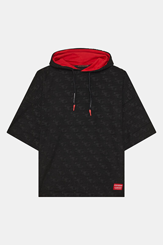 Siyah Relax Kalıp Kapuşonlu Erkek Sweatshirt