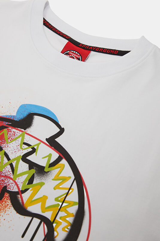 Relax Fit White Crew Neck Printed Men's T-Shirt 3