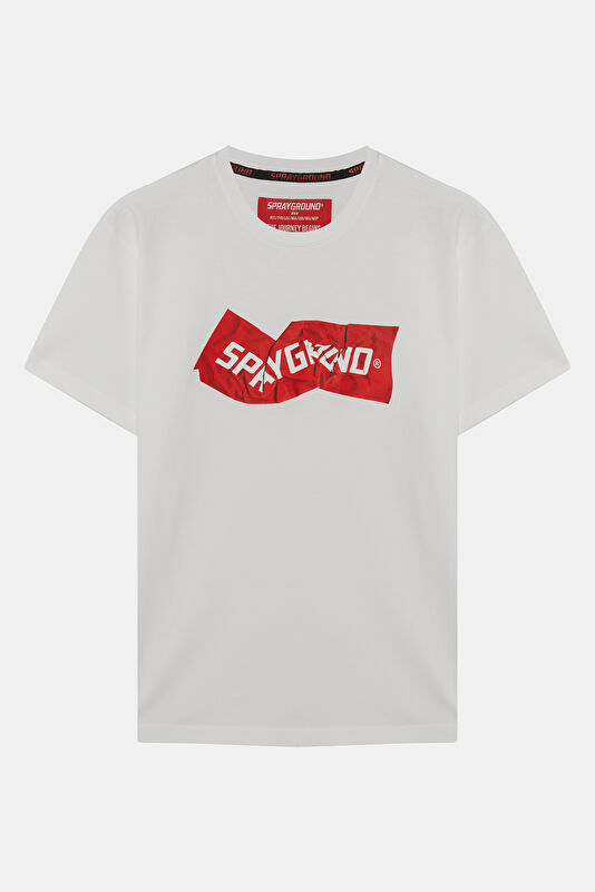 Relax Fit White Crew Neck Printed Men's T-Shirt