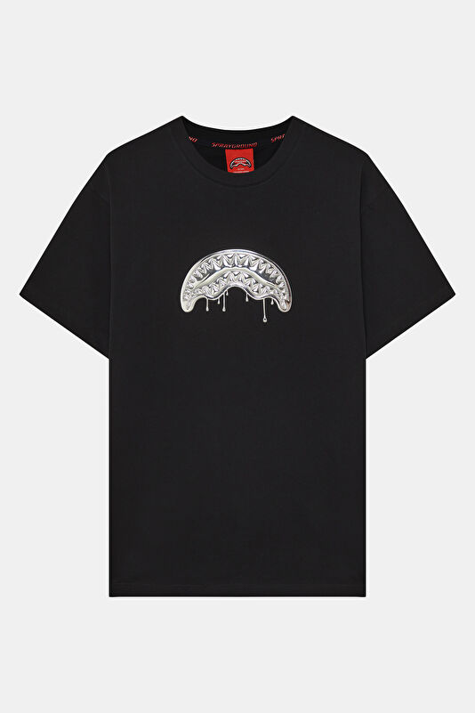 Relax Fit Black Crew Neck Printed Men's T-Shirt