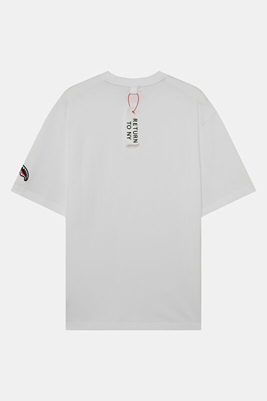 Relax Fit White Crew Neck Printed Men's T-Shirt 2