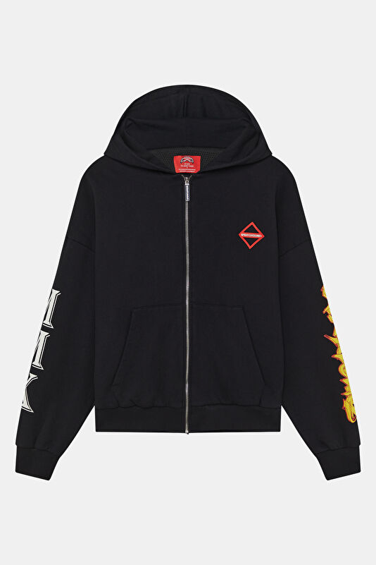Siyah Relax Kalıp Kapuşonlu Erkek Sweatshirt
