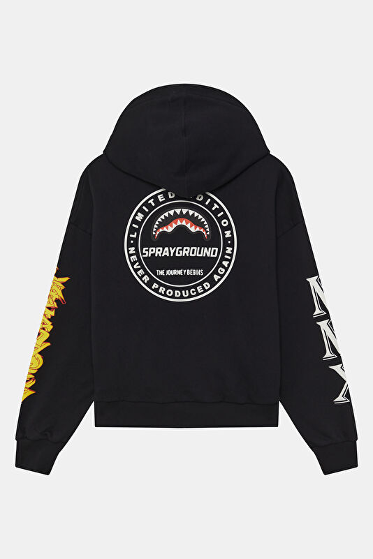 Siyah Relax Kalıp Kapuşonlu Erkek Sweatshirt 2